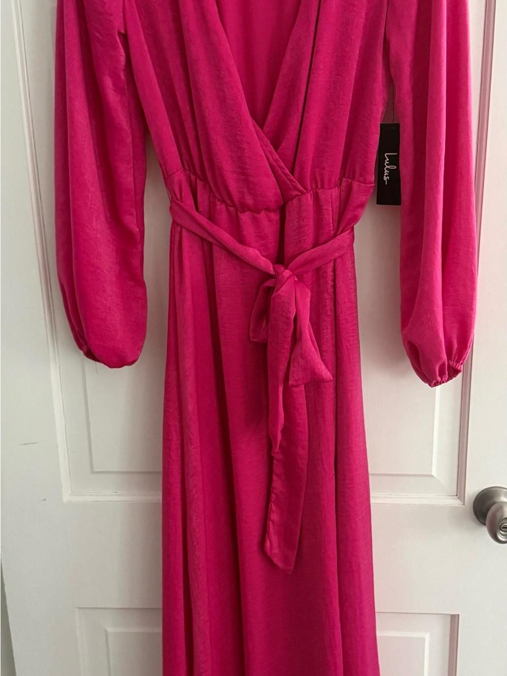 Lulu's Hot Pink Wrap Maxi Dress Sz M New with Tags